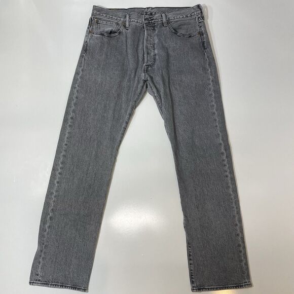 Levis 501 Jeans Men’s Straight Leg Button Fly 34x32 Charcoal Wash Vintage - Picture 1 of 10